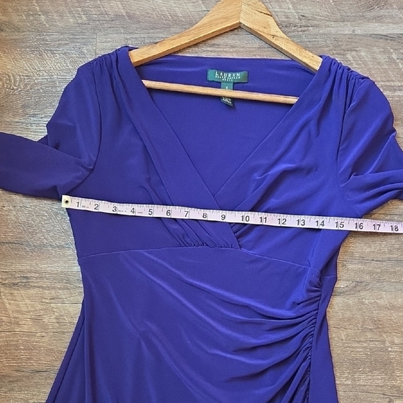 Lauren By Ralph Lauren Form-Fitting Purple Dress Knee-Length Women's Size 6 - Picture 11 of 13